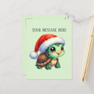 Postal Festiva Tortuga de Navidades festivos agrega mensaje