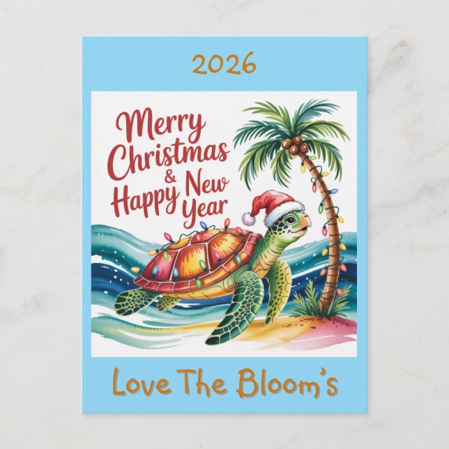 Postal Festiva Tortuga en el Personalizado del paraíso de los Nav (Anverso)