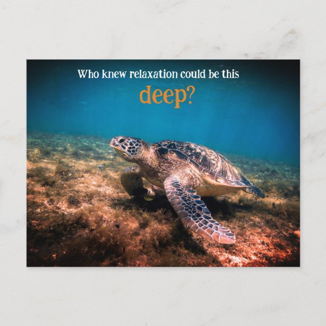 Postal Festiva Tortuga marina relajante bajo el agua (Anverso)
