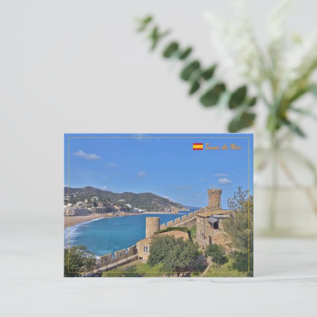 Postal Festiva Tossa de Mar, viaje a España (Anverso de pie)