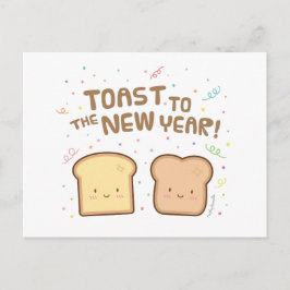 Postal Festiva Tostada linda para el Año Nuevo Humor de juego de