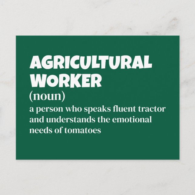 Postal Festiva Trabajador agrícola y agrícola - Definición divert (Anverso)