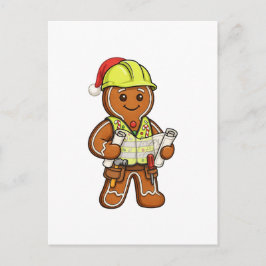 Postal Festiva Trabajador de Construcción de Pan de Jengibre Navi