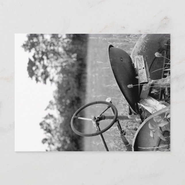 Postal Festiva Tractor en la hierba larga (Anverso)