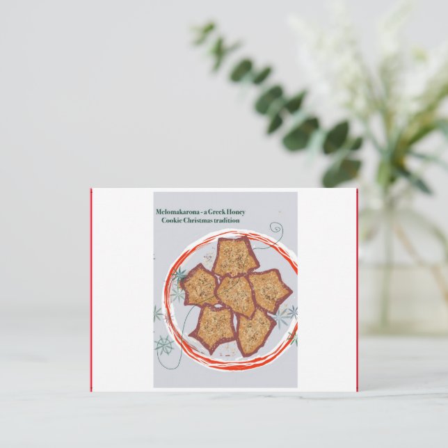 Postal Festiva Tradición de Navidades griegos - Melomakarona (Anverso de pie)