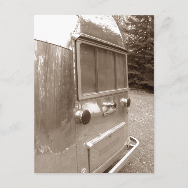 Postal Festiva Trailer de viaje Artsy Visual Retro - Salida hacia (Anverso)