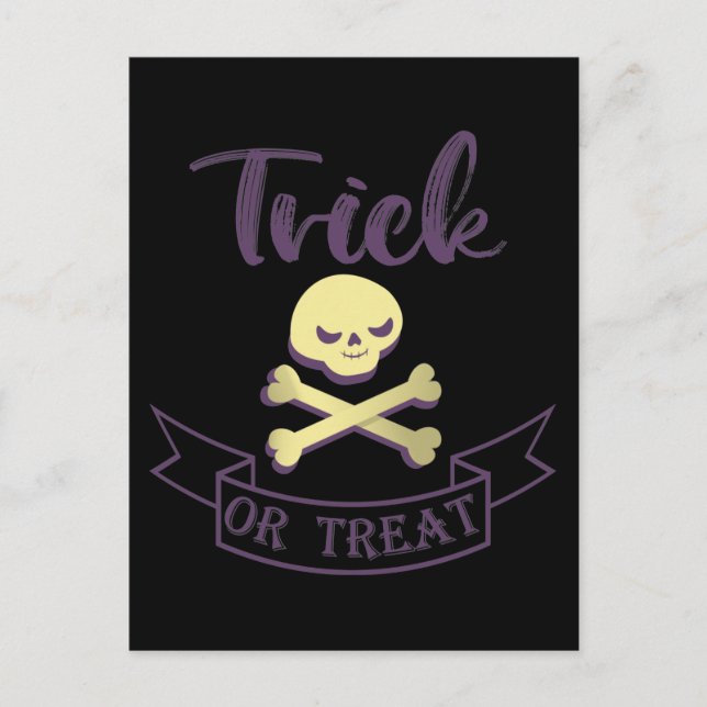 Postal Festiva Trampa o trate los huesos cruzados del cráneo cint (Anverso)