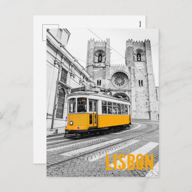 Postal Festiva Tranvía de Lisboa Trampa Portugal (Anverso / Reverso)