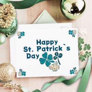 Postal Festiva Trébol de Shamrock irlandés Feliz día de San Patri