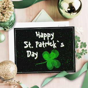 Postal Festiva Trébol verde irlandés Feliz día de San Patricio