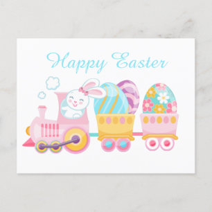 Postal Festiva Tren de conejito de Pascua