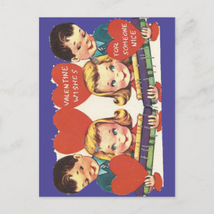 Postal Festiva Tren de Juguete Antiguo de San Valentín