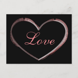 Postal Festiva Trendy Heart Grey Calligraphy Love Boda
