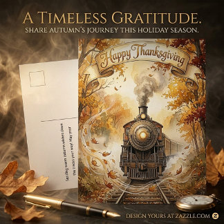 Postal Festiva Treno de vapor otoño Día de Acción de Gracias