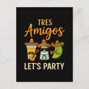 Postal Festiva Tres Amigos Tequila Salt Lime Cinco De Mayo