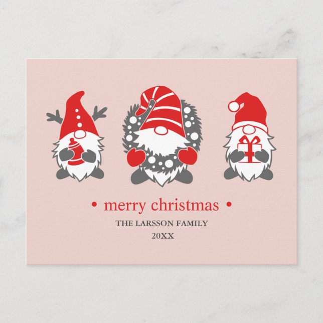 Postal Festiva Tres gnomos divertidos | Vacaciones de Navidades (Anverso)