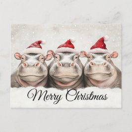 Postal Festiva Tres Hippos Adorables