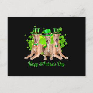 Postal Festiva Tres perros de Greyhound Happy Stpatricks Day Gift