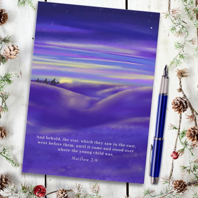Postal Festiva Tres Reyes acuarela Presupuesto religioso (Three wise men watercolor bible quote religious Christmas holiday postcard )