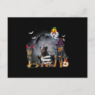 Postal Festiva Tres Rottweilers Satan Mami Bruja Coste Halloween