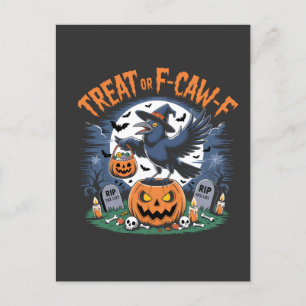 Postal Festiva Trick o F-Caw-f Funny Crow Halloween Spooky