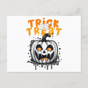 Postal Festiva Trick o truco de diseño de calabaza de Halloween
