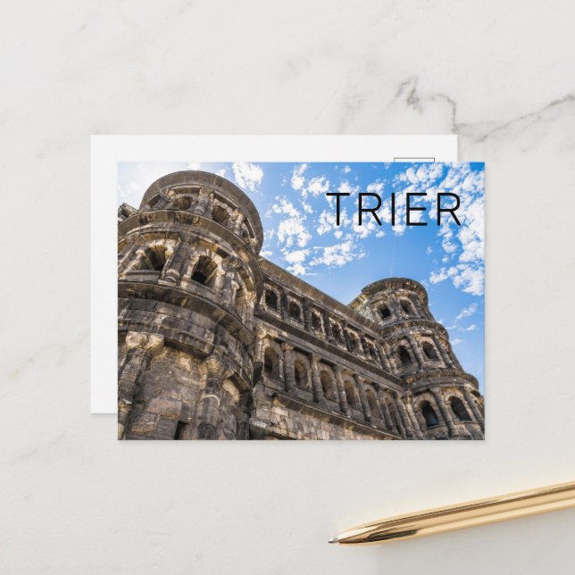 Postal Festiva Trier Porta Nigra Renania Palatinado Alemania (Anverso/Reverso In Situ)