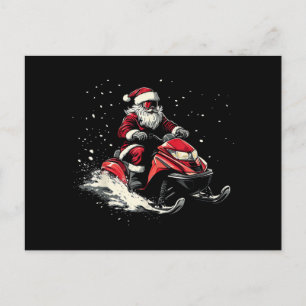 Postal Festiva Trineo Motorizado de Motos de Nieve de Papá Noel N