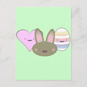POSTAL FESTIVA TRIO DE PASCUA KAWAII CONEJO HUEVO DE CHOCOLATE CO