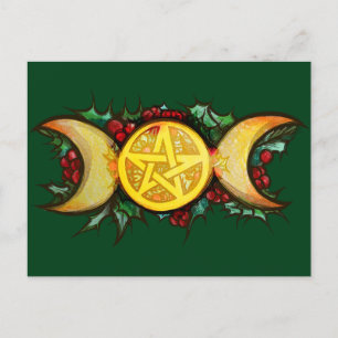 Postal Festiva Triple luna Holly Yule Art