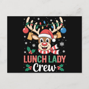 Postal Festiva Tripulación de la Señora del Almuerzo Luces Navide