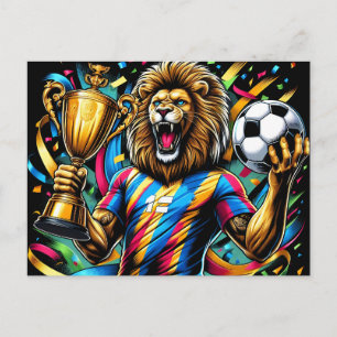 Postal Festiva Trofeo de Campeón de Fútbol de Leones Victoria de 