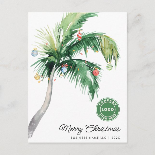Postal Festiva Tropical Palm Tree Coastal Business Logo Christmas (Anverso)