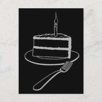 Postal Festiva Trozo de pastel de cumpleaños Exquisita línea artí
