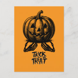 Postal Festiva Truco De Calabaza naranja O Mano De Calavera Tramp