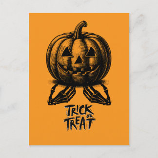 Postal Festiva Truco De Calabaza naranja O Mano De Calavera Tramp