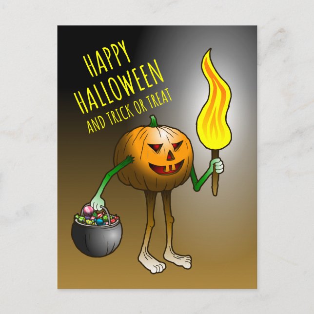 Postal Festiva Truco o trato con Jack O'lantern (Anverso)