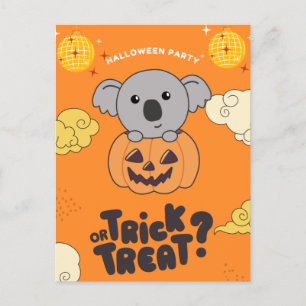 Postal Festiva Truco o trato de fiesta de Halloween Koala Pumkin 