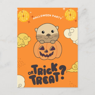 Postal Festiva Truco o trato de fiesta de Halloween Nutria Calaba
