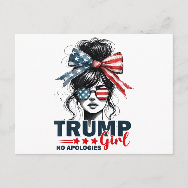 Postal Festiva Trump Chica sin disculpas gafas de sol ruidosas (Anverso)