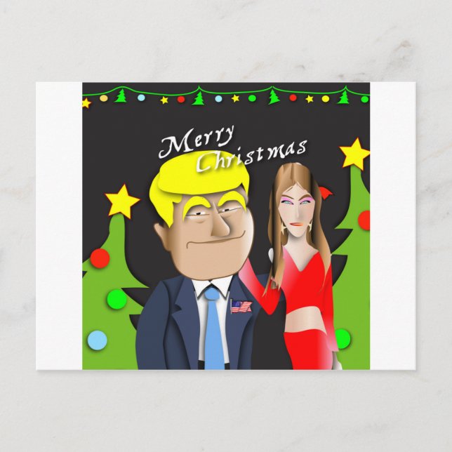 Postal Festiva Trump, Donald, Melania, Navidades, regalo, regalo, (Anverso)