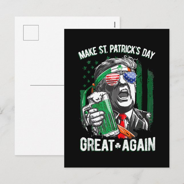 Postal Festiva Trump vuelve a ser gracioso el día de San Patricio (Anverso / Reverso)