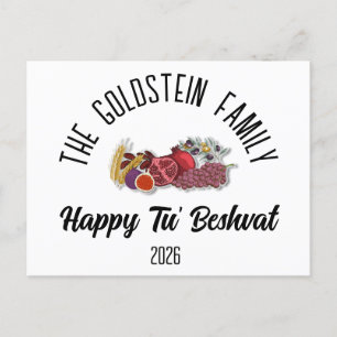 Postal Festiva Tu beshvat Festividad Judía Nombre de Familia Pers