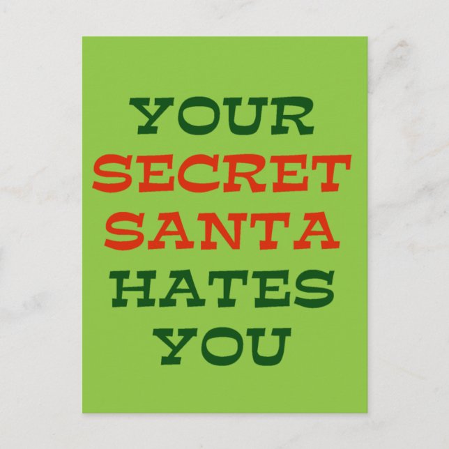 Postal Festiva Tu secreto Santa te odia (Anverso)