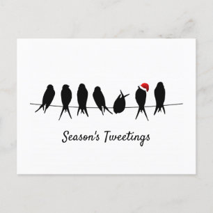 Postal Festiva Tuiteos de la temporada sobre los pájaros negros e