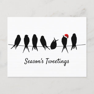 Postal Festiva Tuiteos de la temporada sobre los pájaros negros e