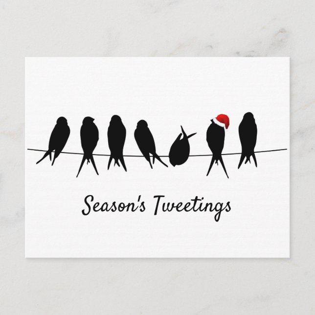 Postal Festiva Tuiteos de la temporada sobre los pájaros negros e (Anverso)
