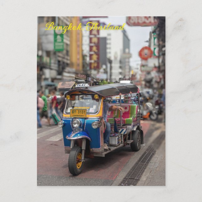 Postal Festiva Tuk tuk en Yaowarat Road, Chinatown, Bangkok, Tail (Anverso)