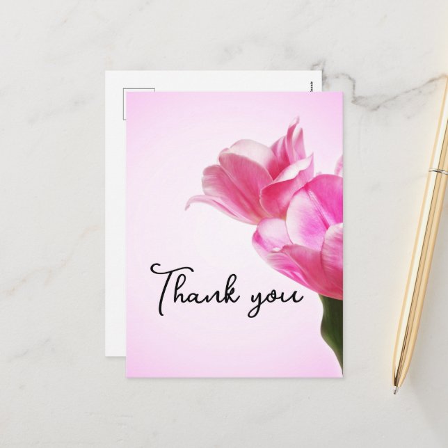 Postal Festiva Tulipanes rosados (Anverso/Reverso In Situ)