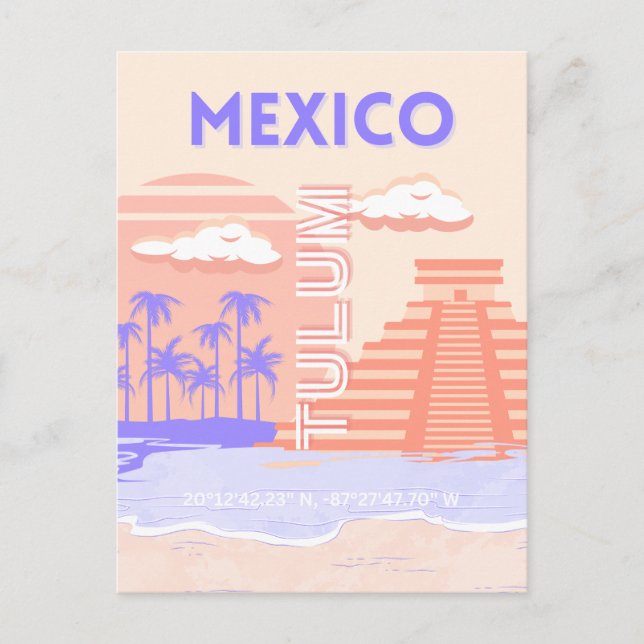 Postal Festiva Tulum, Viajes, Arte Retro (Anverso)